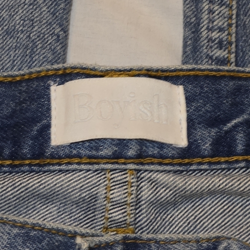 BOYISH By Her Billy Straight Denim Distressed Taxi Driver Button Fly, sz 32 - Picture 5 of 11